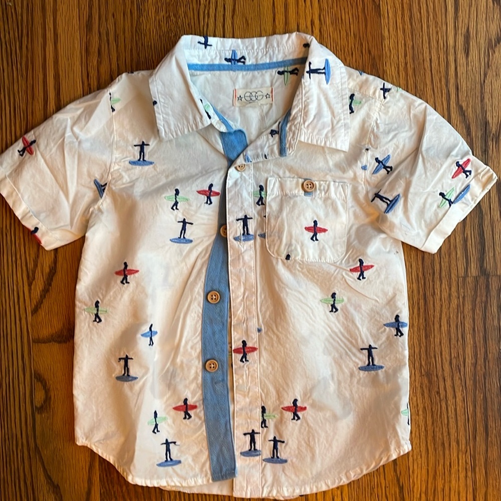 Boys Surf Motif Button Down